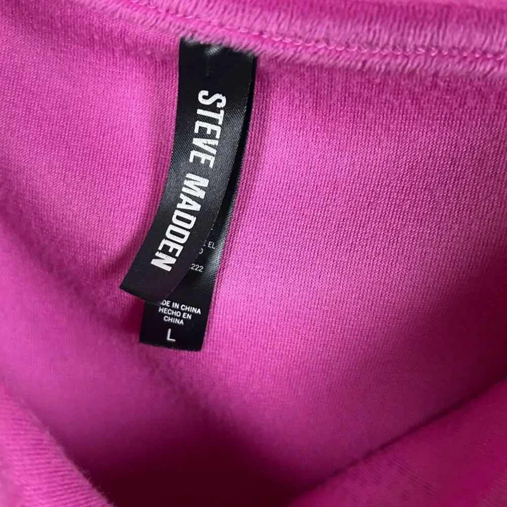 Steve Madden Pink Rhinestone Logo velour pajama size L/XL